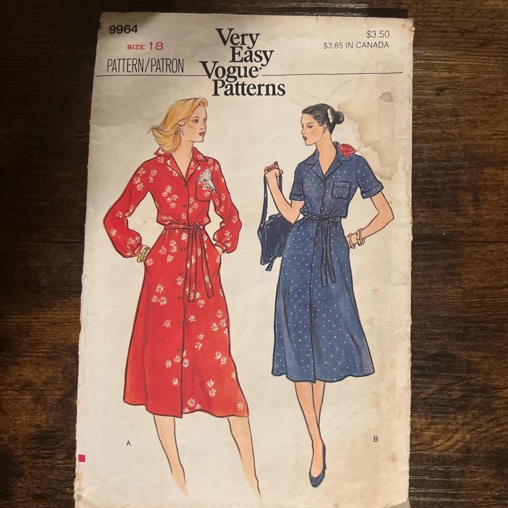 Vintage 70s Vogue 9964 Dress Pattern